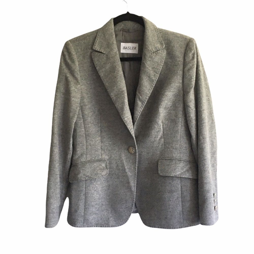 BASLER Grey Wool Angora Blazer Size 8